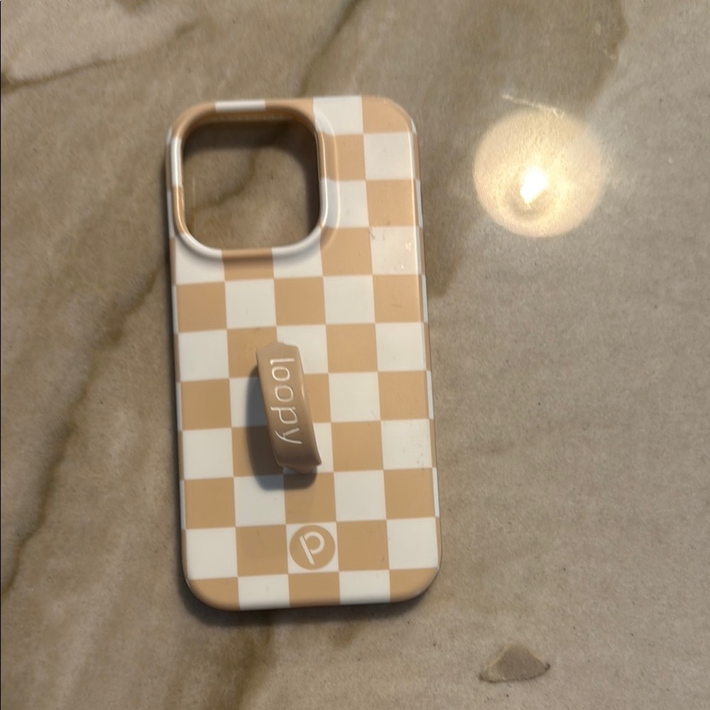 Loopy iPhone 14 Pro case- sand dollar checkered matte